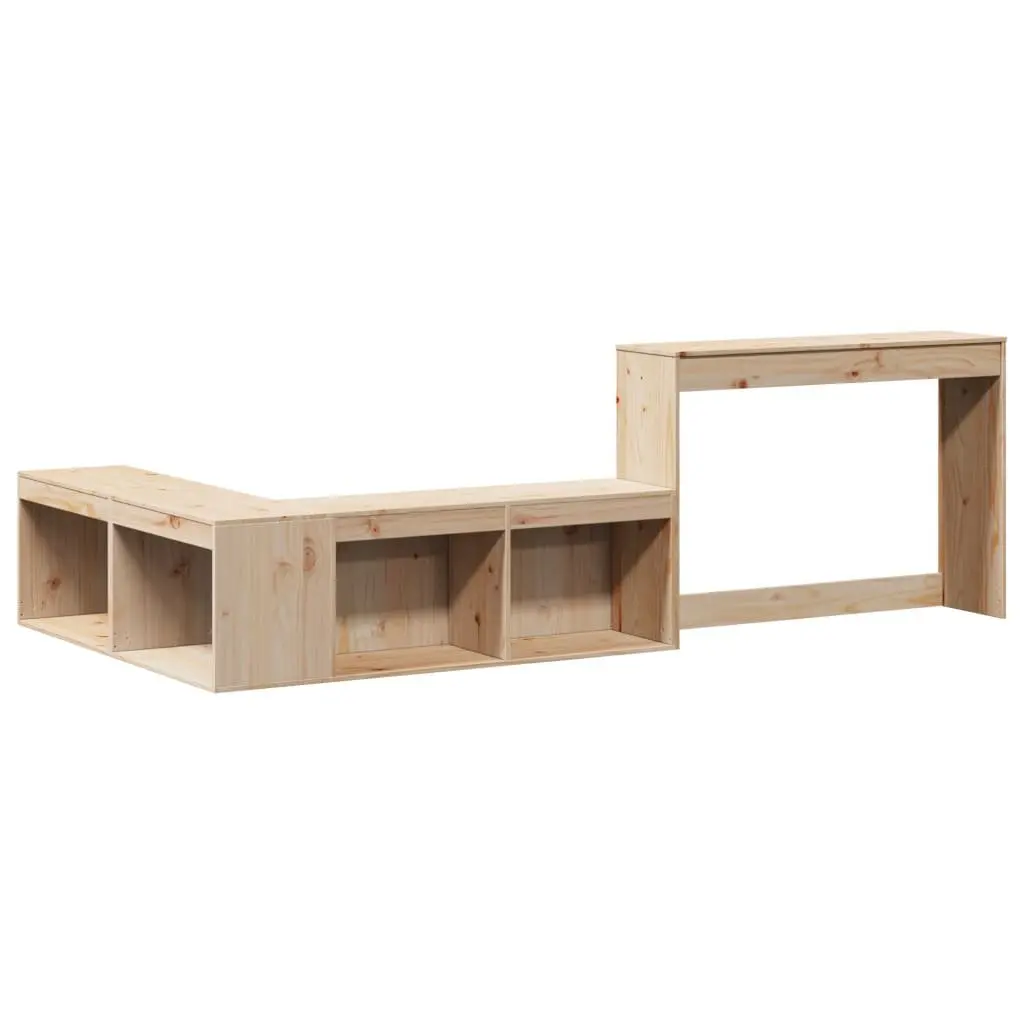Bedside Cabinet with Desk 232x122x75 cm Solid Pinewood Integrated Storage and Workspace