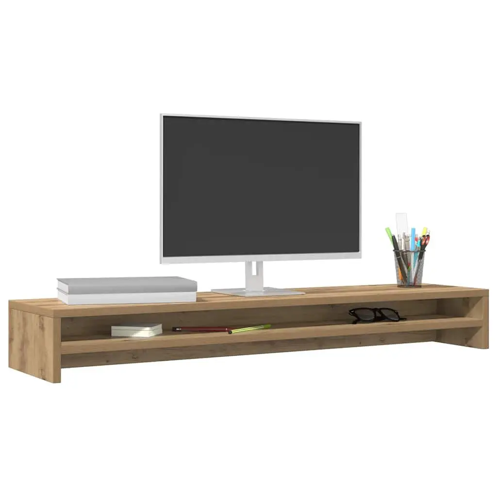 Monitor Stand Riser with Storage Shelf Engineered Wood Desktop TV Riser Oak 100x24x13cm
