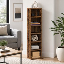 CD Cabinet Storage Media Rack Brown Engineered Wood 21x20x88cm Home Furniture