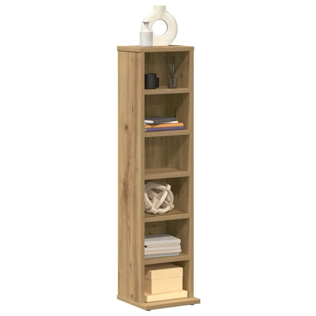 CD DVD Media Storage Cabinet Artisan Oak Engineered Wood Open Compartments