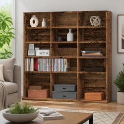 CD Cabinet Storage Media Organizer Brown Engineered Wood 100x23x89.5cm