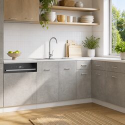 Sink Base Cabinet Kitchen Storage Grey Engineered Wood Two Door 80x46x81.5cm