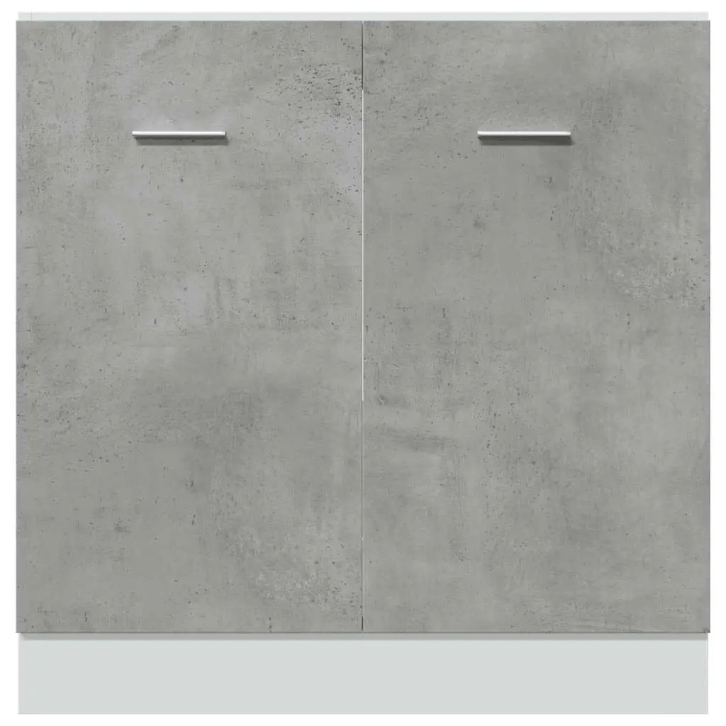 Sink Base Cabinet 80x46x81.5cm Grey Engineered Wood Two Door Kitchen Storage