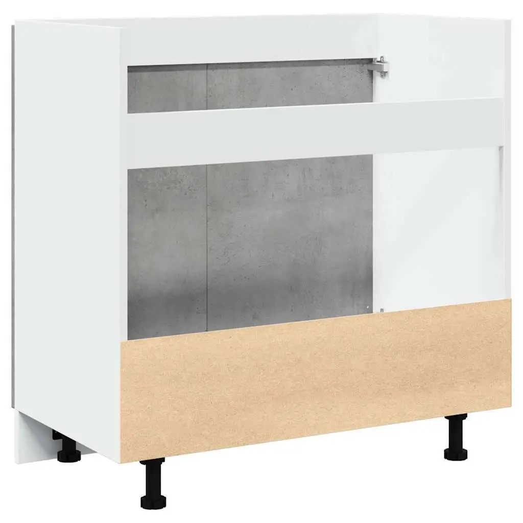 Sink Base Cabinet 80x46x81.5cm Grey Engineered Wood Two Door Kitchen Storage