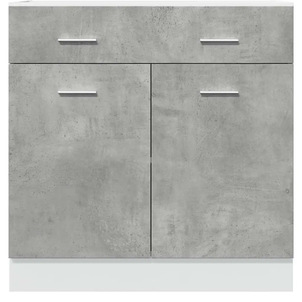Grey Kitchen Storage Unit Drawer with 2 Compartments Engineered Wood
