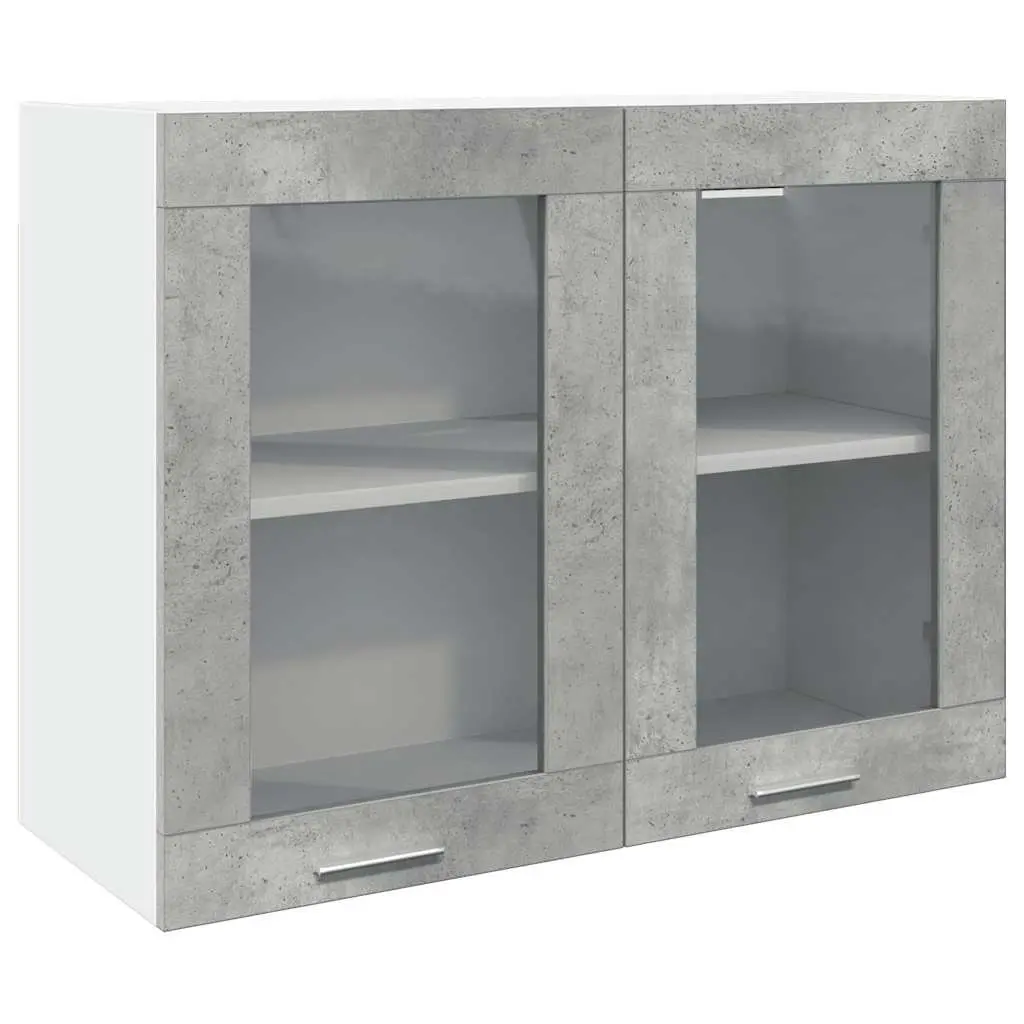 Hanging Glass Kitchen Cabinet Wall-Mounted Grey Organizer