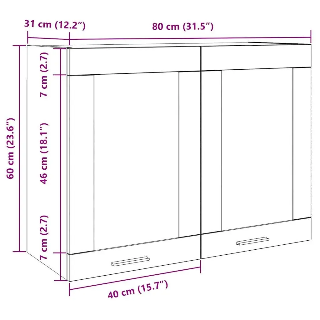 Hanging Glass Kitchen Cabinet Wall-Mounted Grey Organizer