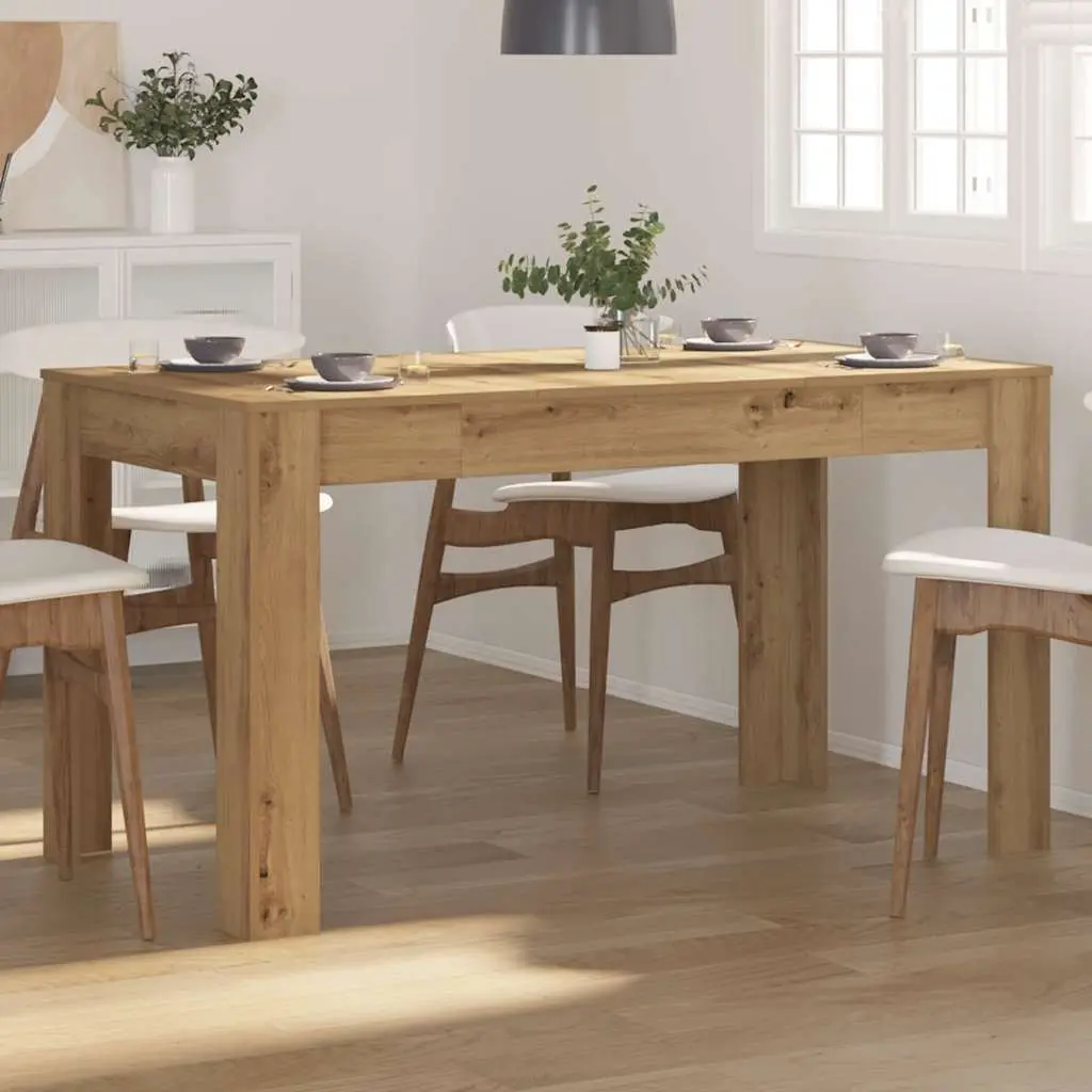 Dining Table Brown Engineered Wood Sturdy Tabletop Easy Clean