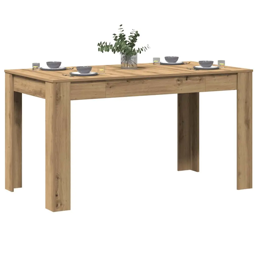 Dining Table Brown Engineered Wood Sturdy Tabletop Easy Clean