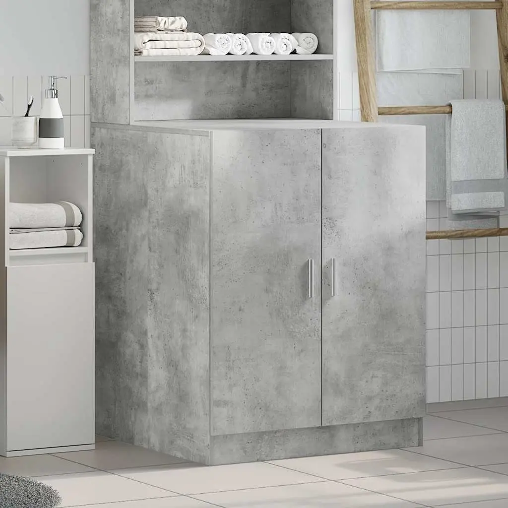 Washing Machine Cabinet Concrete Grey 2 Door Storage Cupboard for Bathroom Laundry