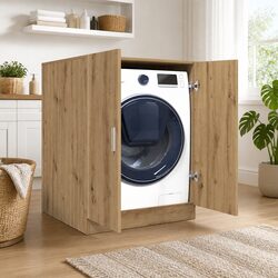 Washing Machine Cabinet Artisan Oak Bathroom Storage Cupboard 2 Door Laundry
