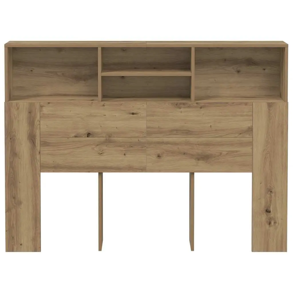 Headboard Cabinet Brown Engineered Wood Wall Mounted Bedroom Storage Bookcase with Four Compartments