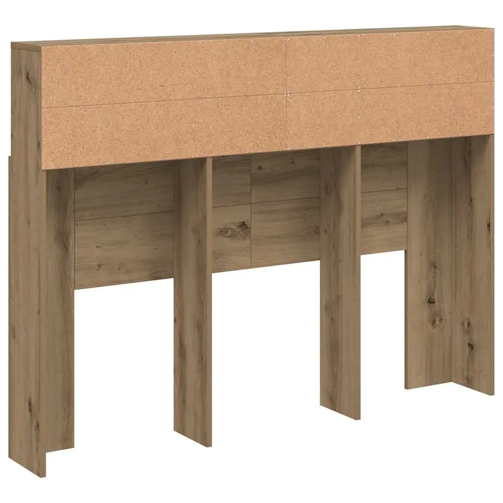 Headboard Cabinet Brown Engineered Wood Wall Mounted Bedroom Storage Bookcase with Four Compartments