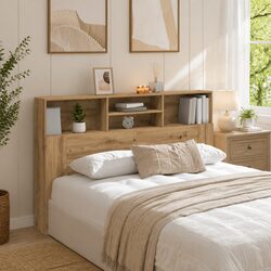 Enhance Your Bedroom with a Functional Headboard Cabinet 160x19x103.5cm Brown Oak