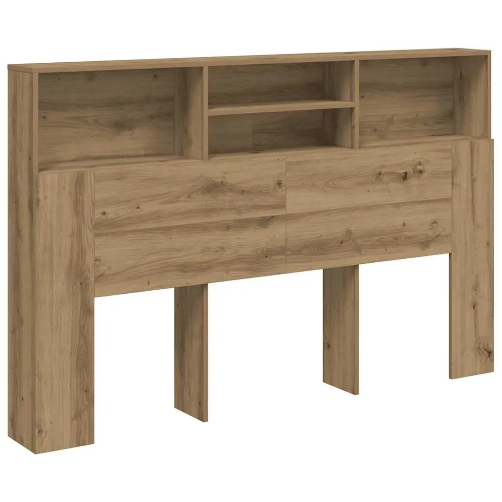 Headboard Cabinet Engineered Wood 160x19x103.5cm Four Storage Compartments Brown Oak