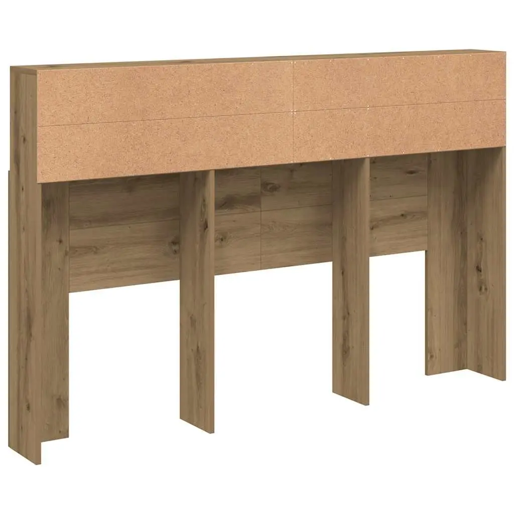 Headboard Cabinet Engineered Wood 160x19x103.5cm Four Storage Compartments Brown Oak
