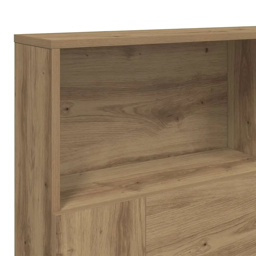 Headboard Cabinet Engineered Wood 160x19x103.5cm Four Storage Compartments Brown Oak