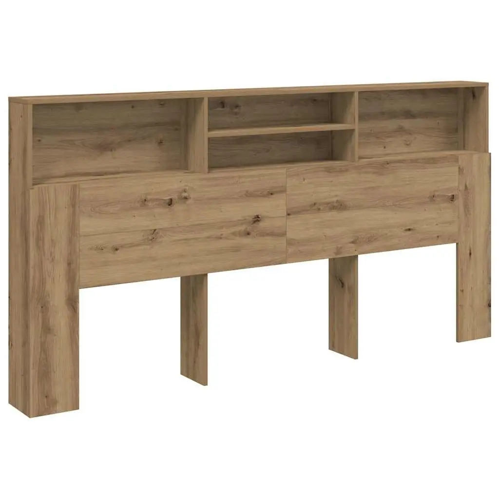 Headboard Cabinet 200x19x103.5cm Brown Engineered Wood Bedroom Storage Organiser