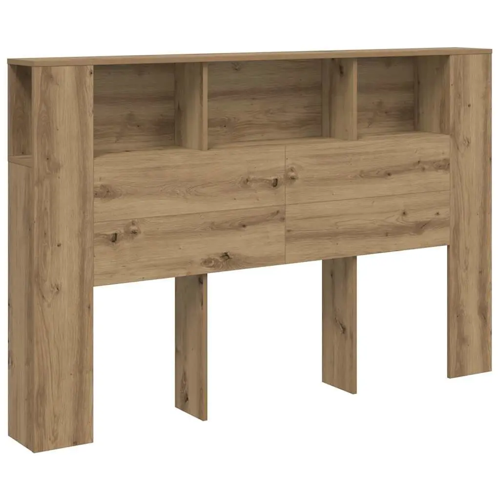 Headboard Cabinet 160x18.5x103.5 cm Brown Engineered Wood Five Storage Compartments