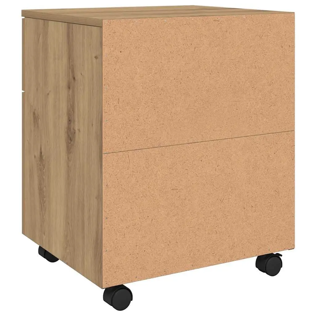 Mobile File Cabinet Brown Engineered Wood Storage Organizer with Wheels