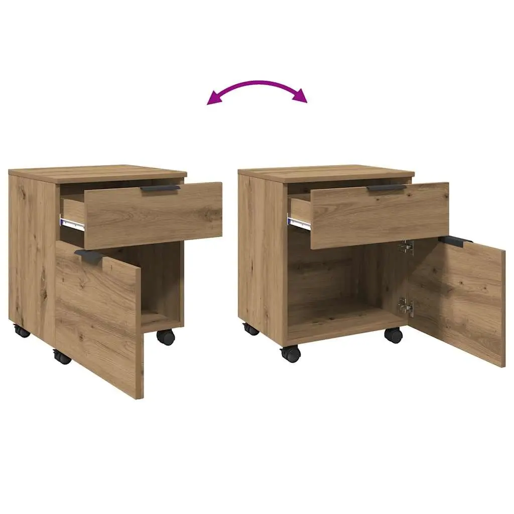 Mobile File Cabinet Brown Engineered Wood Storage Organizer with Wheels