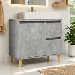 Grey Bathroom Sink Cabinet with Compartment and Drawers