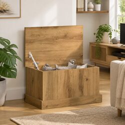Storage Box Brown Engineered Wood Chest Organiser Furniture Living Room Bedroom