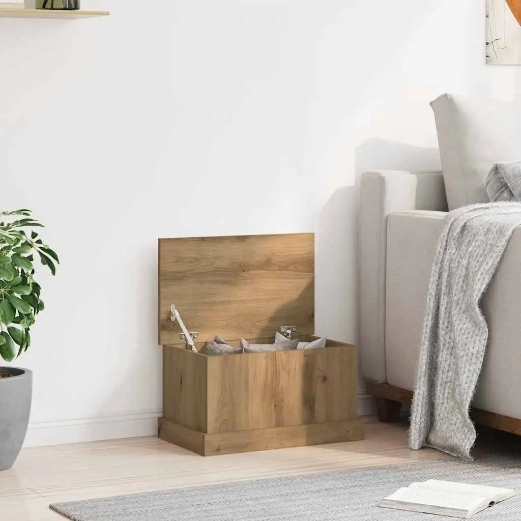 Storage Box Brown Engineered Wood Chest Organiser Removable Lid