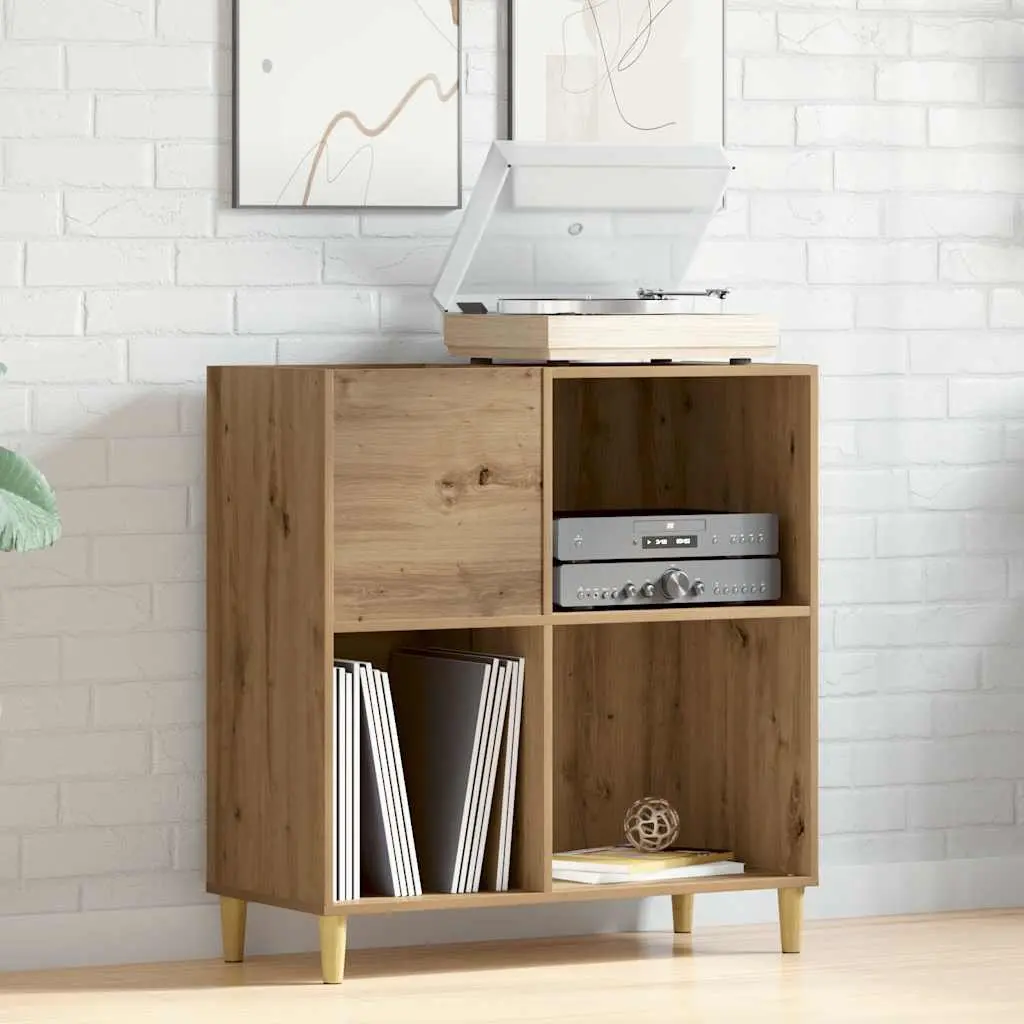 Vinyl LP Display Cabinet Engineered Wood Brown Storage Organizer with Sturdy Top for Record Player and Collection Management