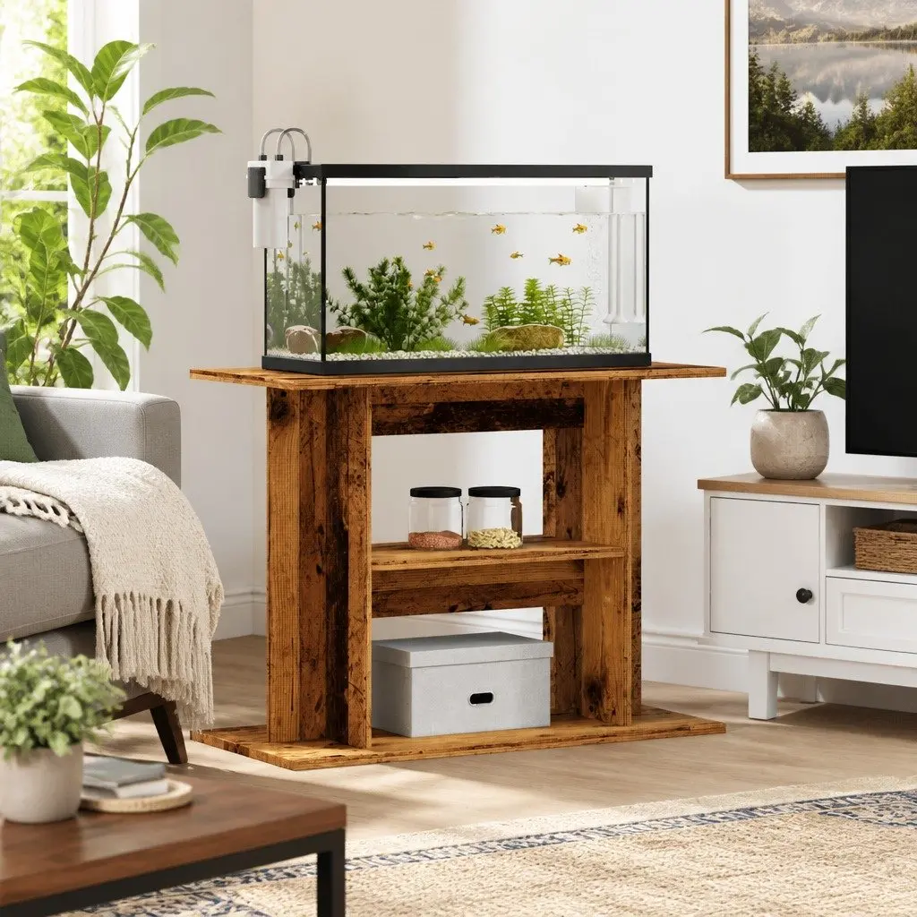 Aquarium Stand 80x35x60cm 3 Tier Engineered Wood Storage Shelf