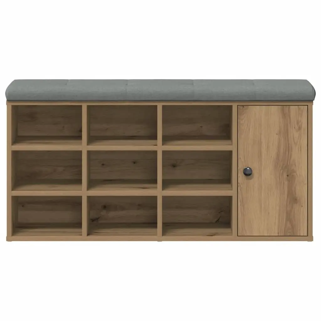Storage Bench Engineered Wood Brown Padded Seat for Hallway Entryway