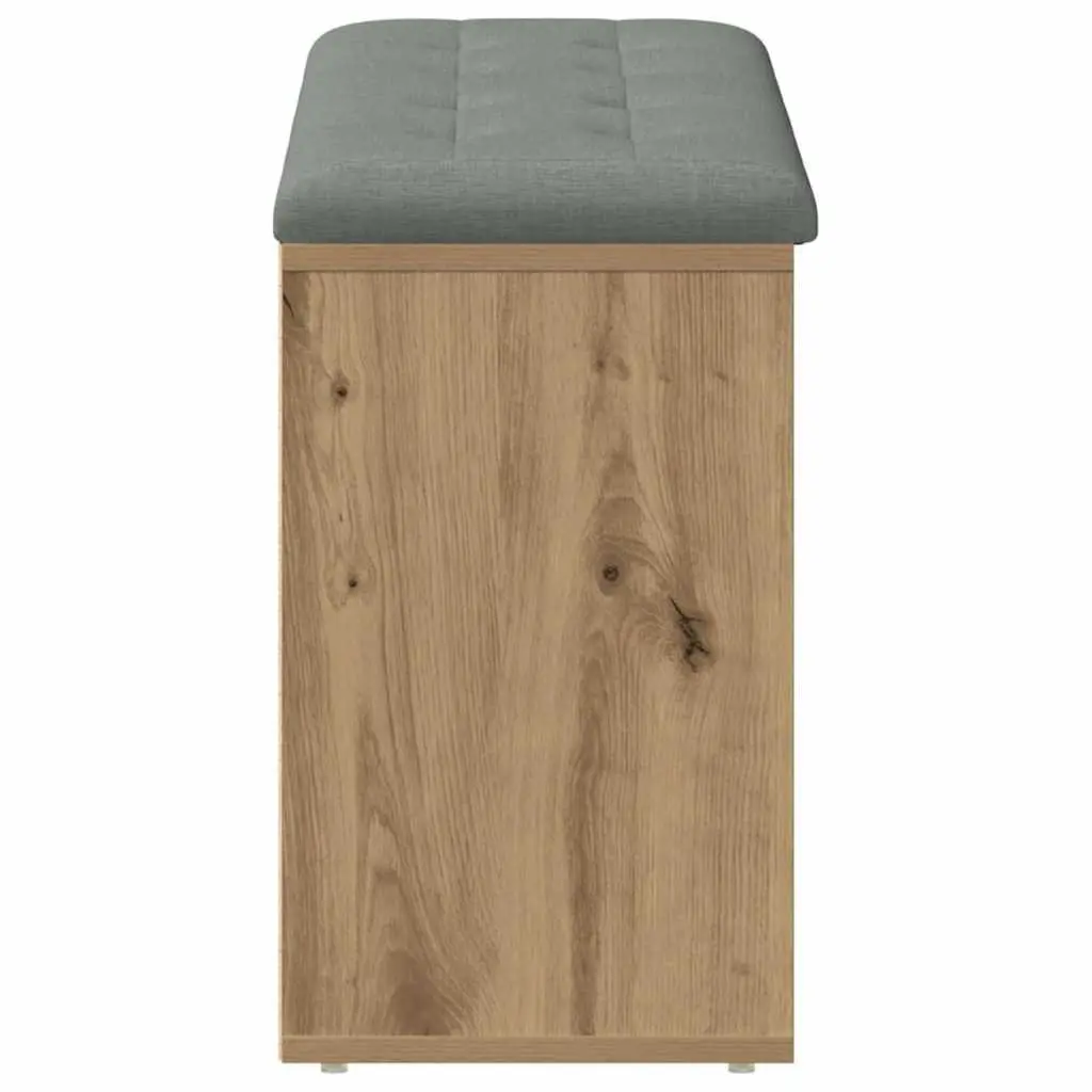 Storage Bench Engineered Wood Brown Padded Seat for Hallway Entryway