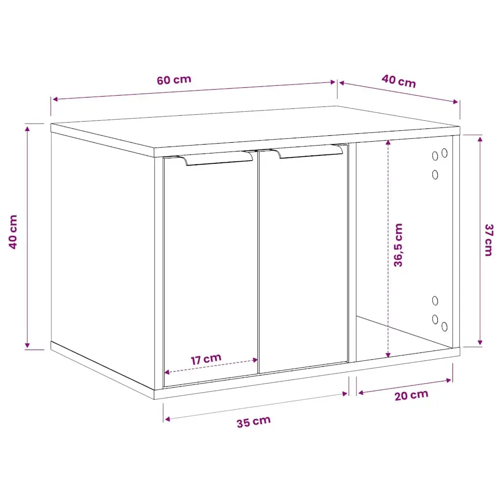 Cat Litter Box Enclosure Cabinet White Engineered Wood Hidden Furniture Storage