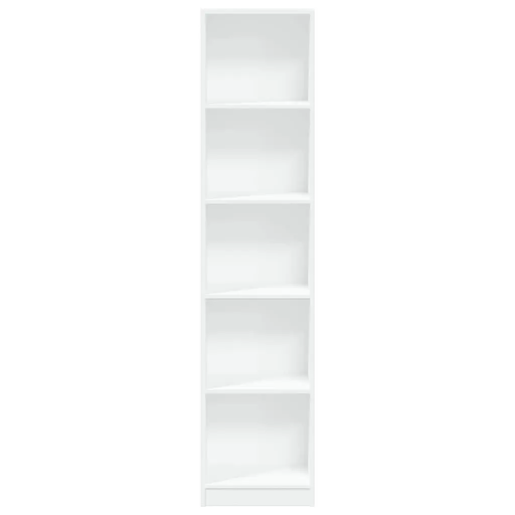 White Bookcase 40x24x176 cm Open Compartments Storage Shelving Unit Home Office Furniture