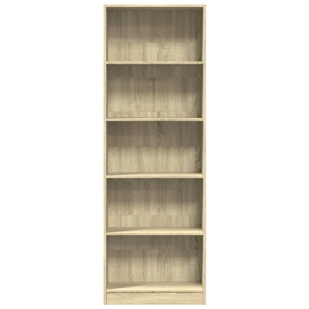 Bookcase 60x24x176 cm Engineered Wood Open Compartments Storage Shelving Unit Brown