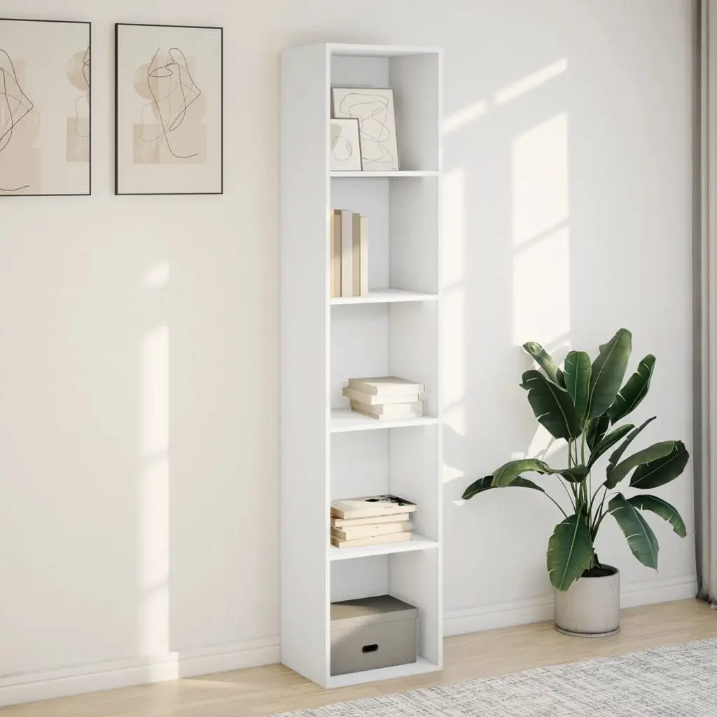 Bookcase White 40x30x189 cm Open Shelves Storage Cabinet