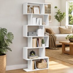 Elevate Your Space with a 6-Tier White Room Divider Bookcase