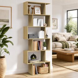 Enhance Your Space with a 6-Tier Brown Room Divider Bookcase
