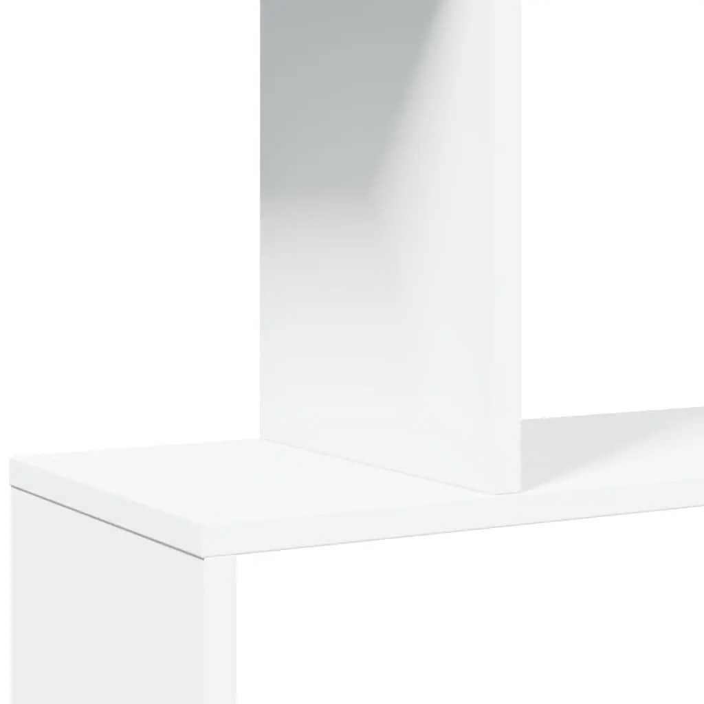 5-Tier White Engineered Wood Room Divider Bookcase with Staggered Storage 70x24x161cm