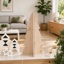 Handcrafted Wooden Christmas Tree 69.5cm for Your Home