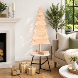 Wooden Christmas Tree Decoration 120cm Solid Pine Natural Holiday Seasonal Decor