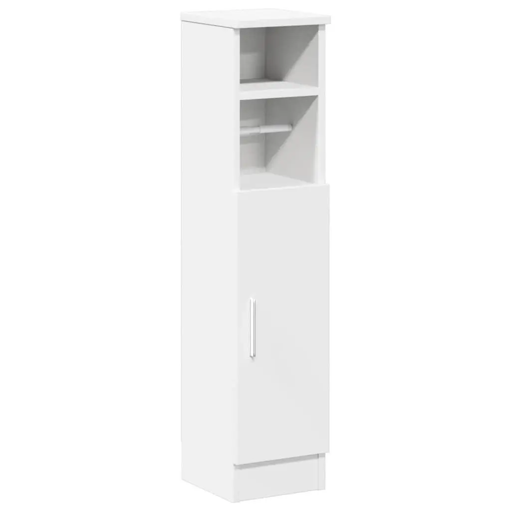 Bathroom Cabinet with Toilet Roll Holder White Storage Cupboard Organiser
