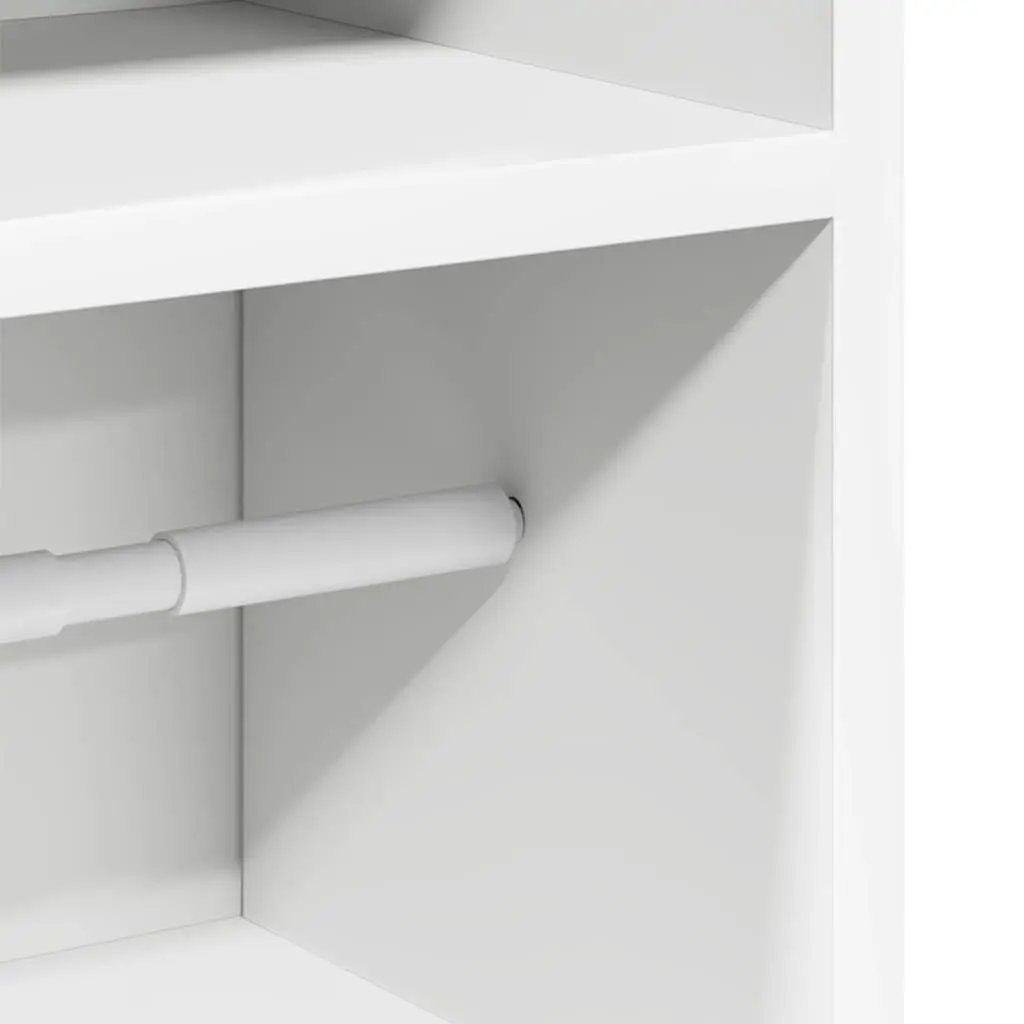 Bathroom Cabinet with Toilet Roll Holder White Storage Cupboard Organiser
