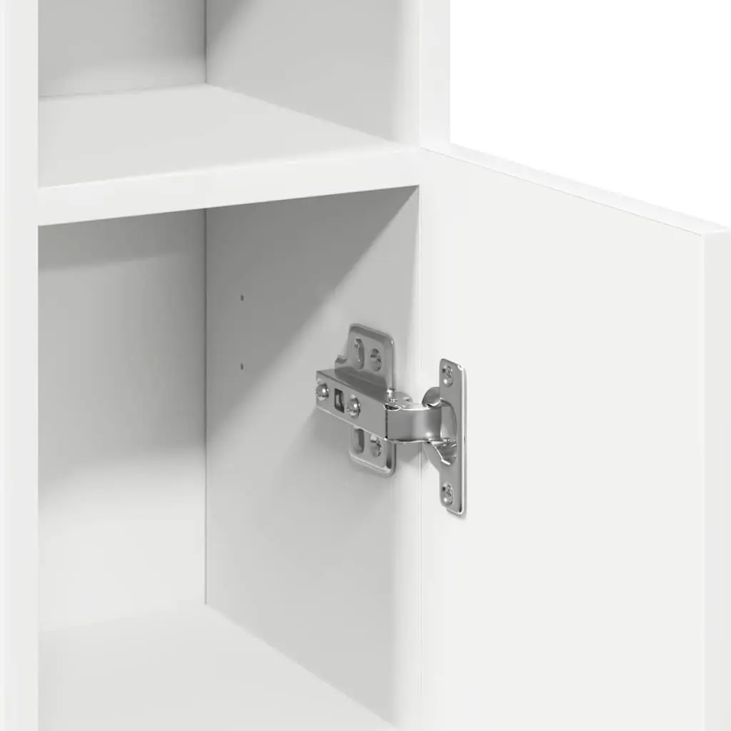 Bathroom Cabinet with Toilet Roll Holder White Storage Cupboard Organiser