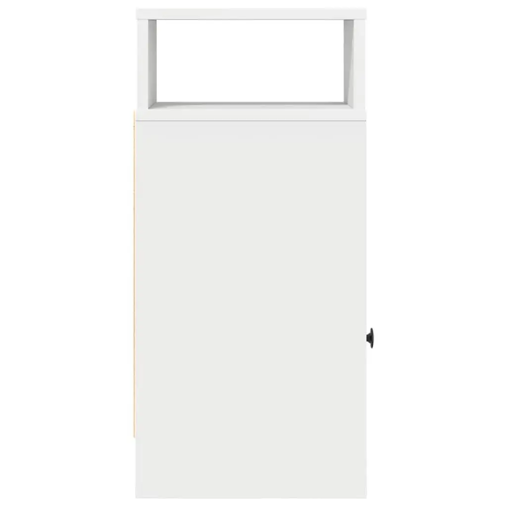 Bedside Cabinet 25x31x66cm White with Drawer and Two Open Compartments for Bedroom Storage