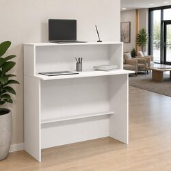 Stylish White Reception Desk with Built-in Counter