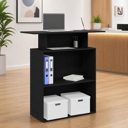 Elegant Black Reception Desk for Enhanced Workspaces