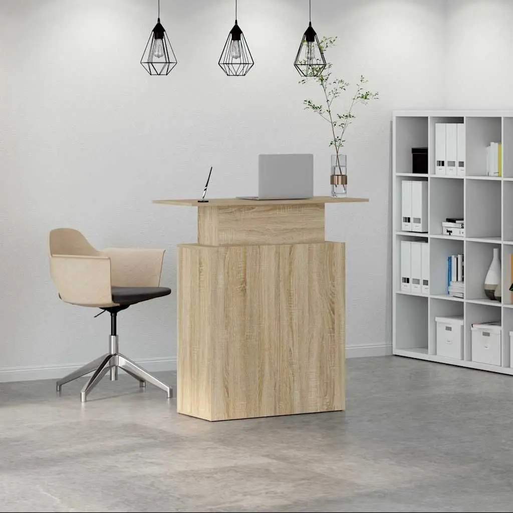 Reception Desk 100x40x104 cm Sonoma Oak Office Counter with Storage Shelf