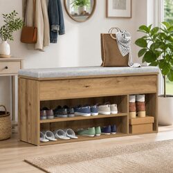 Shoe Bench Organiser in Brown for Stylish Entryways 102x30.5x45cm