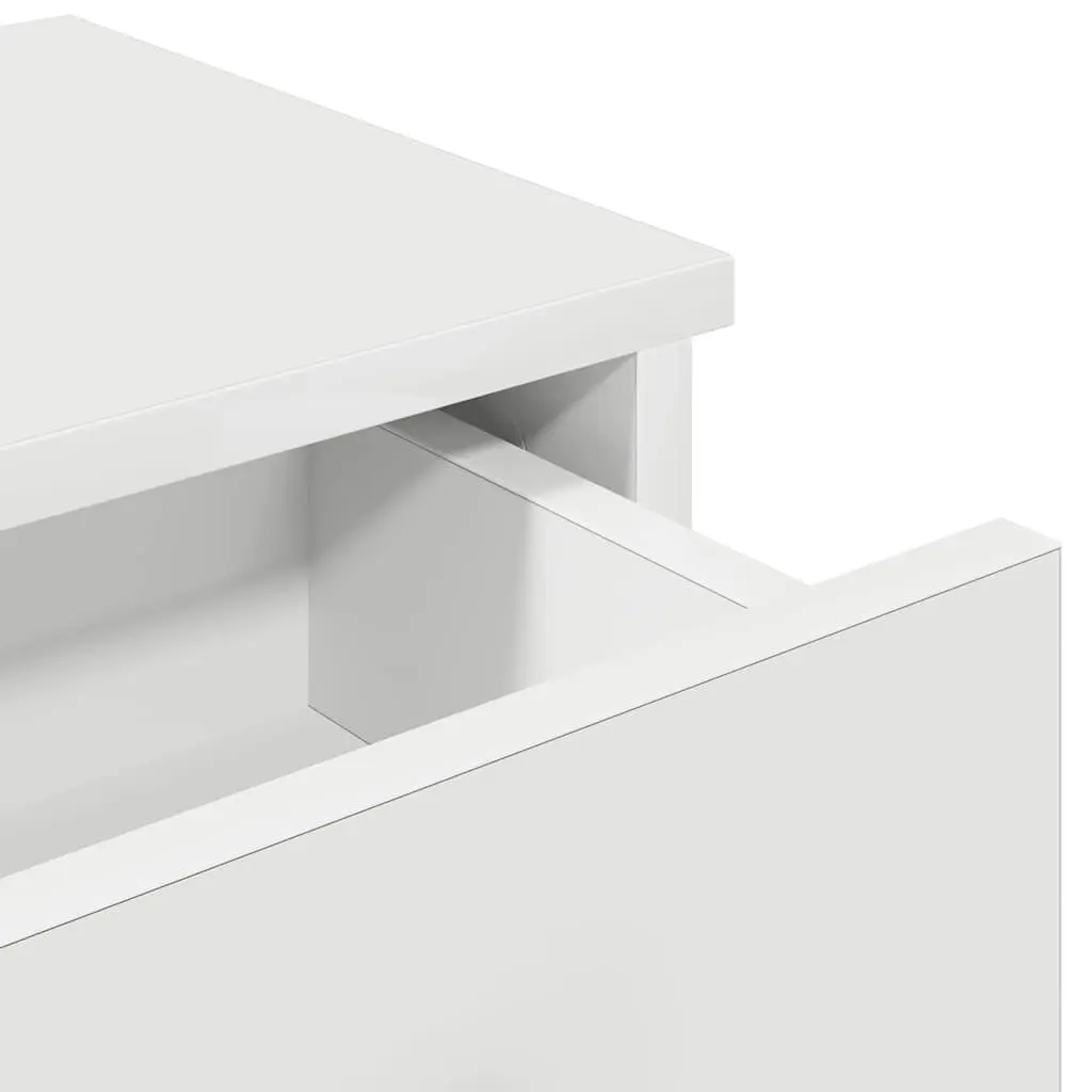 Wall Shelf with Drawers White Engineered Wood Floating Storage Cabinet